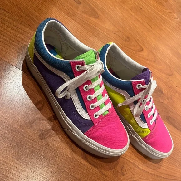 Old Skool Color Block Neon Vans - Picture 1 of 5